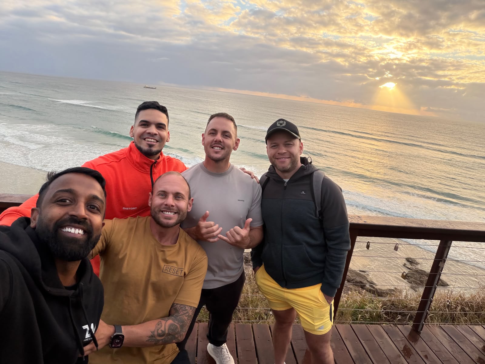 The Saturday crew at the Burleigh lookout as the sun comes up